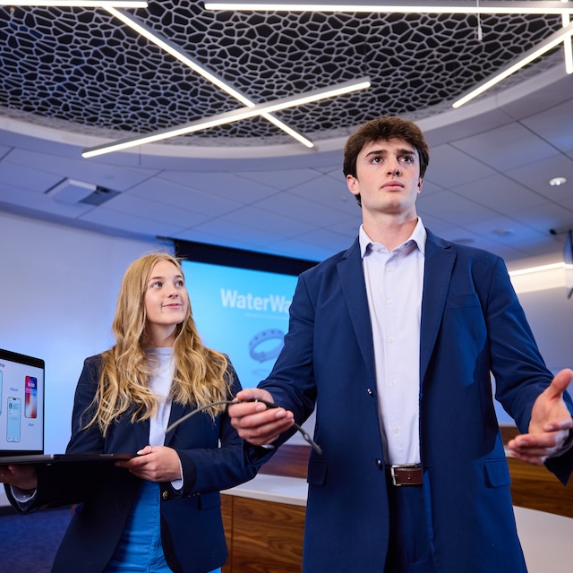 Two students presenting a project
