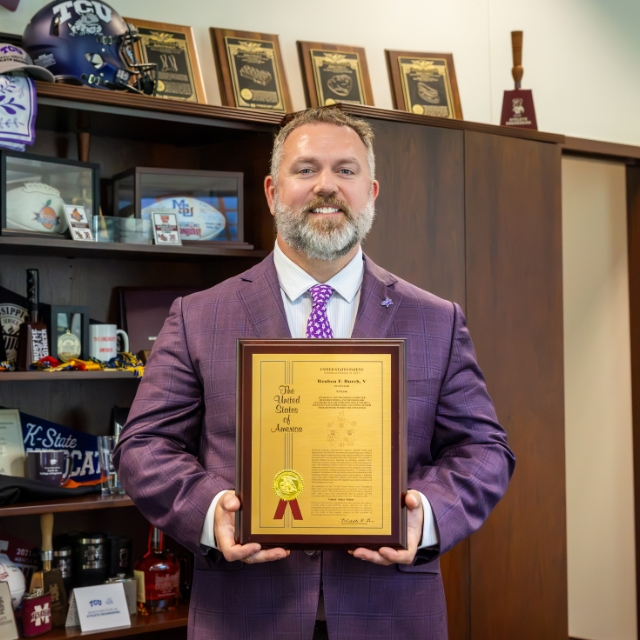 Reuben Burch holds his 50th patent